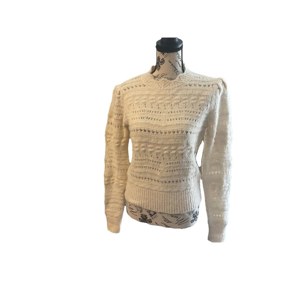 Astar Open Knit Cream Sweater Size XS Mock Neck Coquette Cottage New